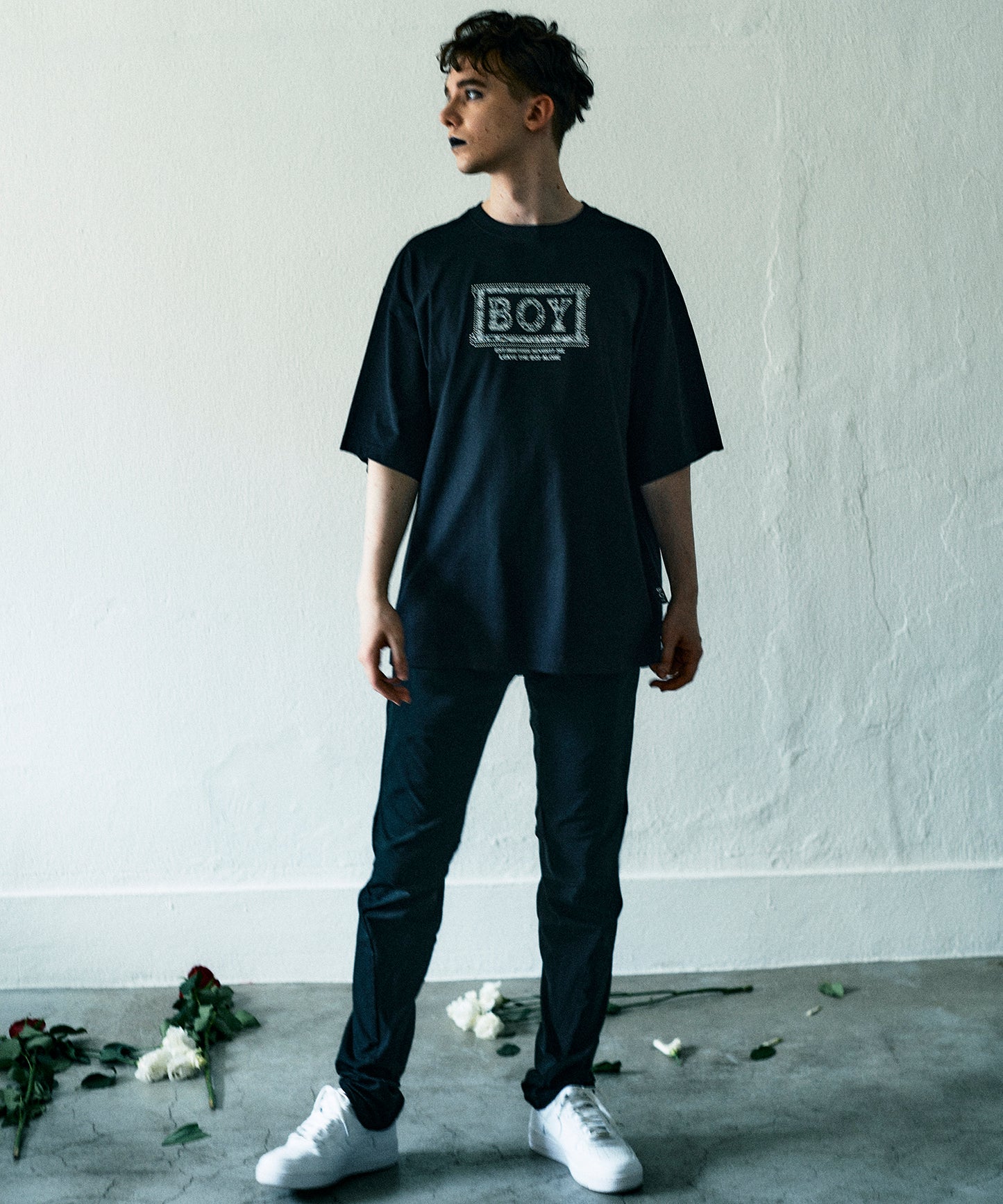 BOY RHINESTONE TEE BLACK【B232N0170602】