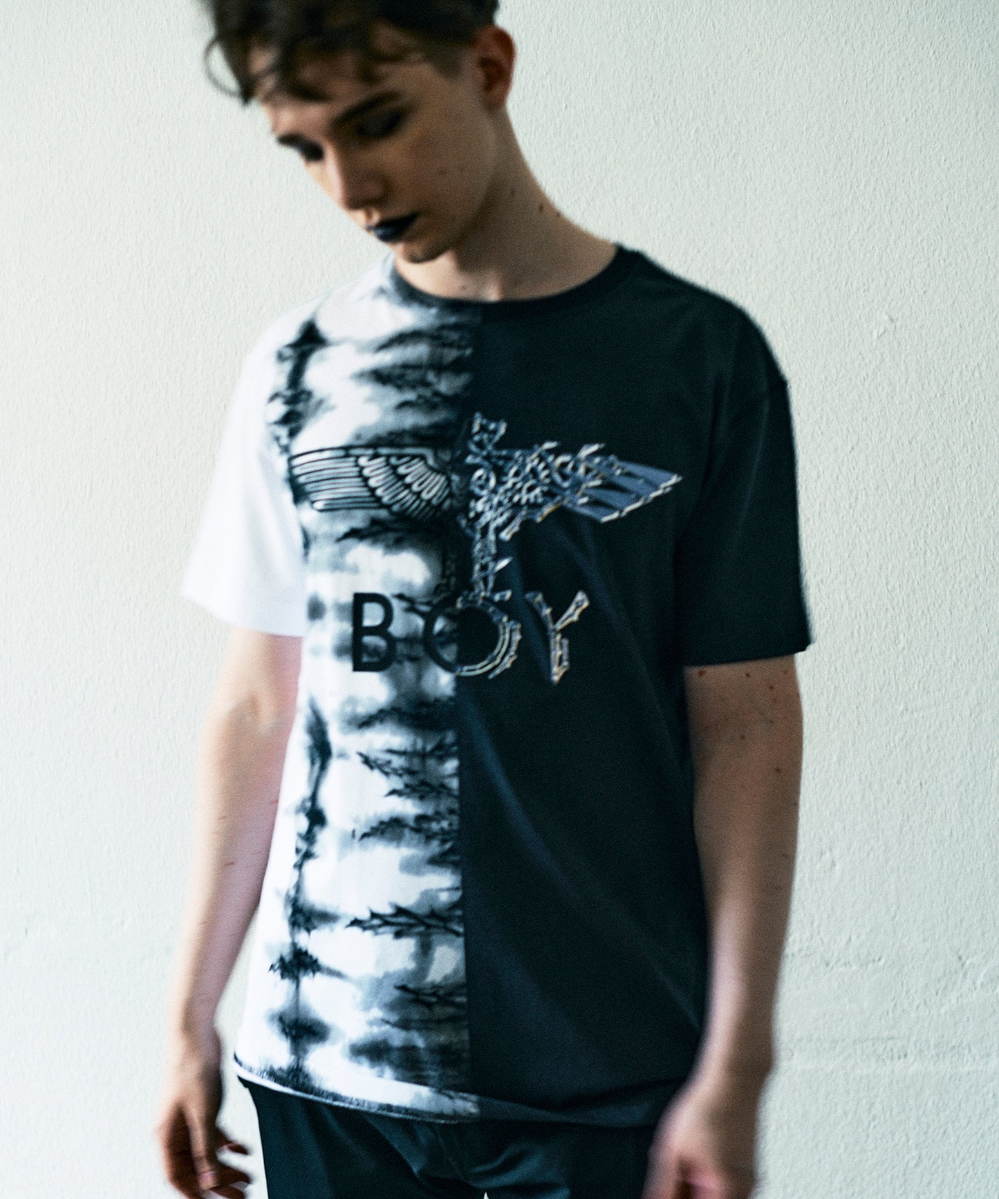 BICOLOR EAGLE TEE BLACK【B231N0103902】