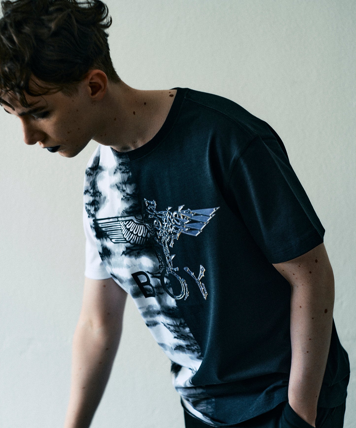 BICOLOR EAGLE TEE BLACK【B231N0103902】
