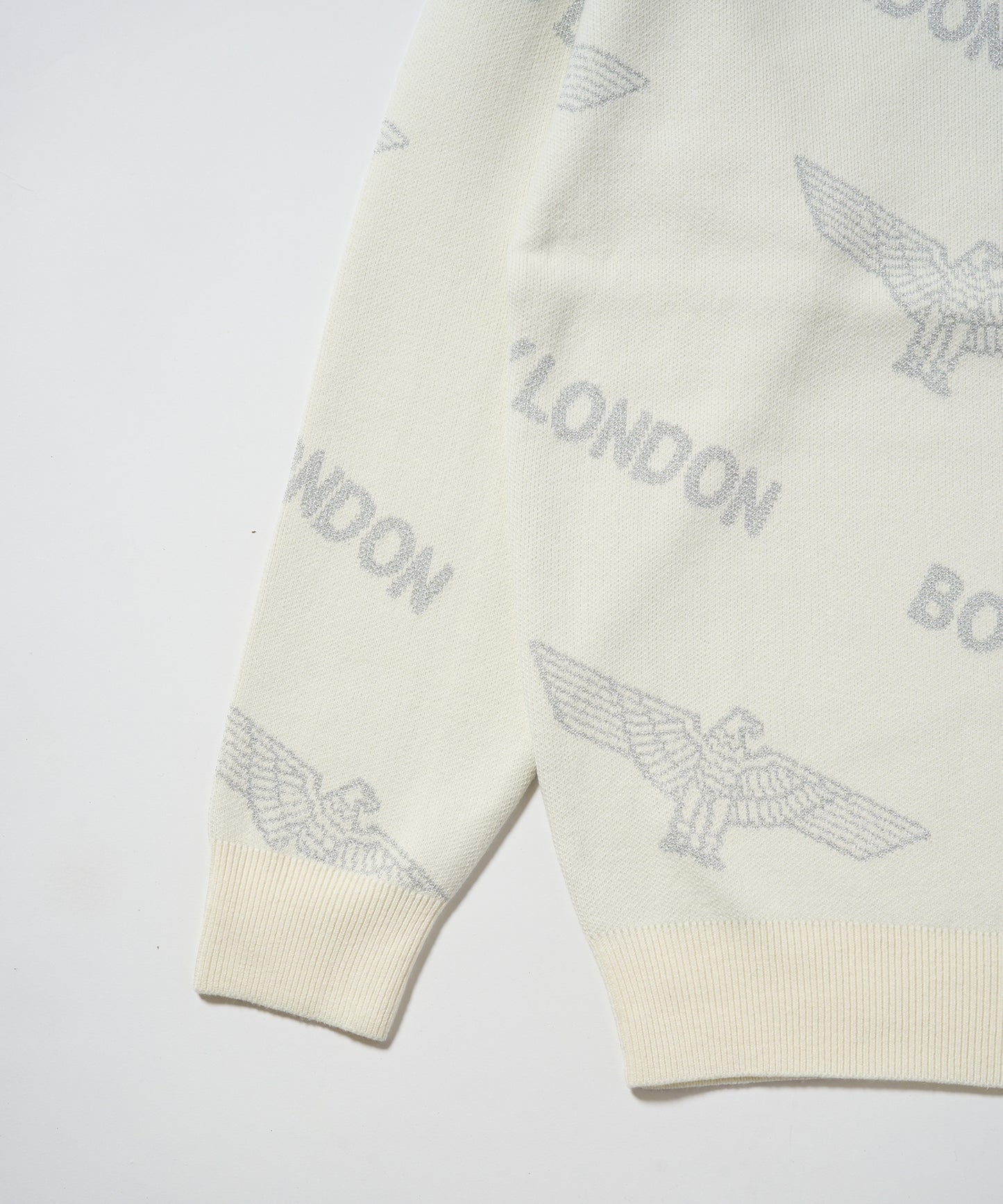 Silver LOGO Jacquard Knit Pullover WHITE【B233N6090101】