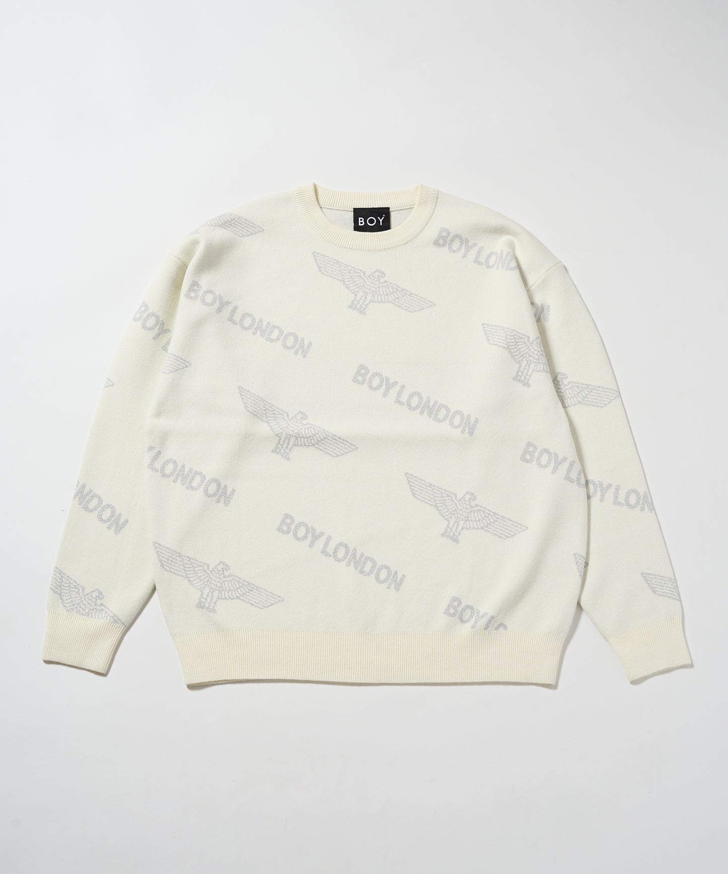 Silver LOGO Jacquard Knit Pullover WHITE【B233N6090101】