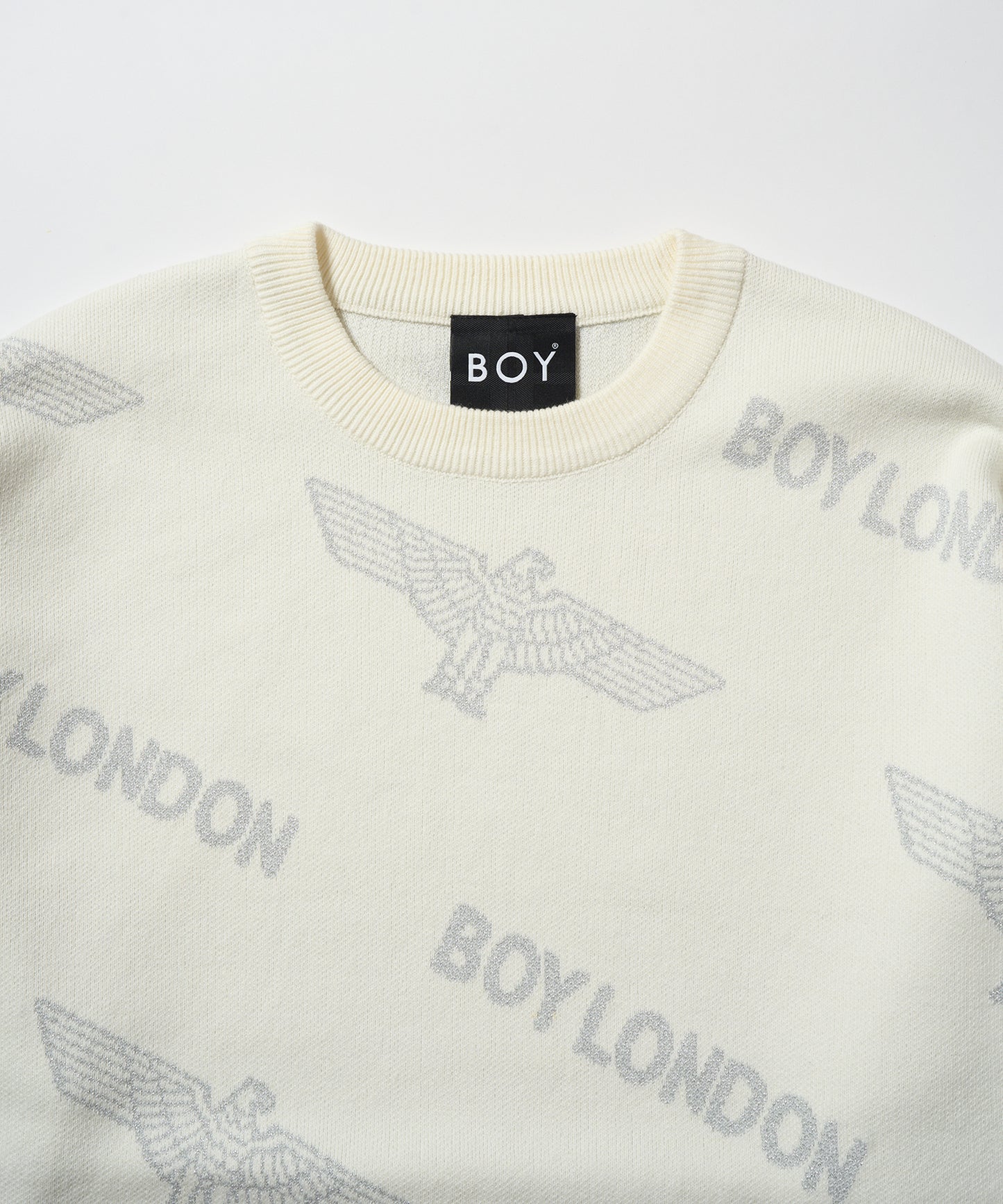 Silver LOGO Jacquard Knit Pullover WHITE【B233N6090101】