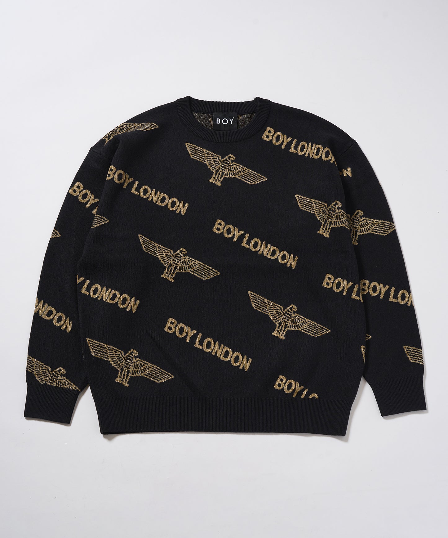 Gold LOGO Jacquard Knit Pullover BLACK【B233N6090102】