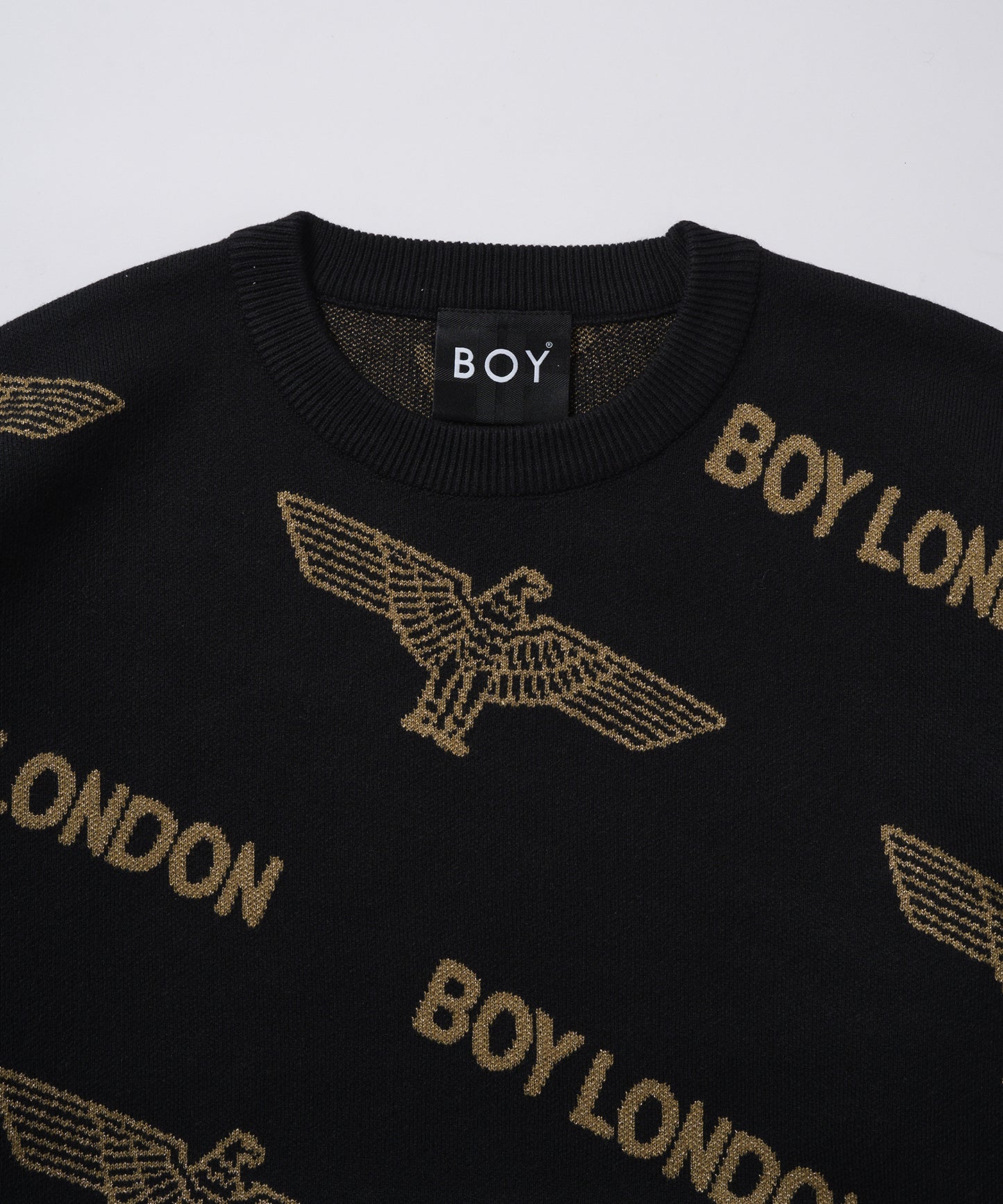 Gold LOGO Jacquard Knit Pullover BLACK【B233N6090102】