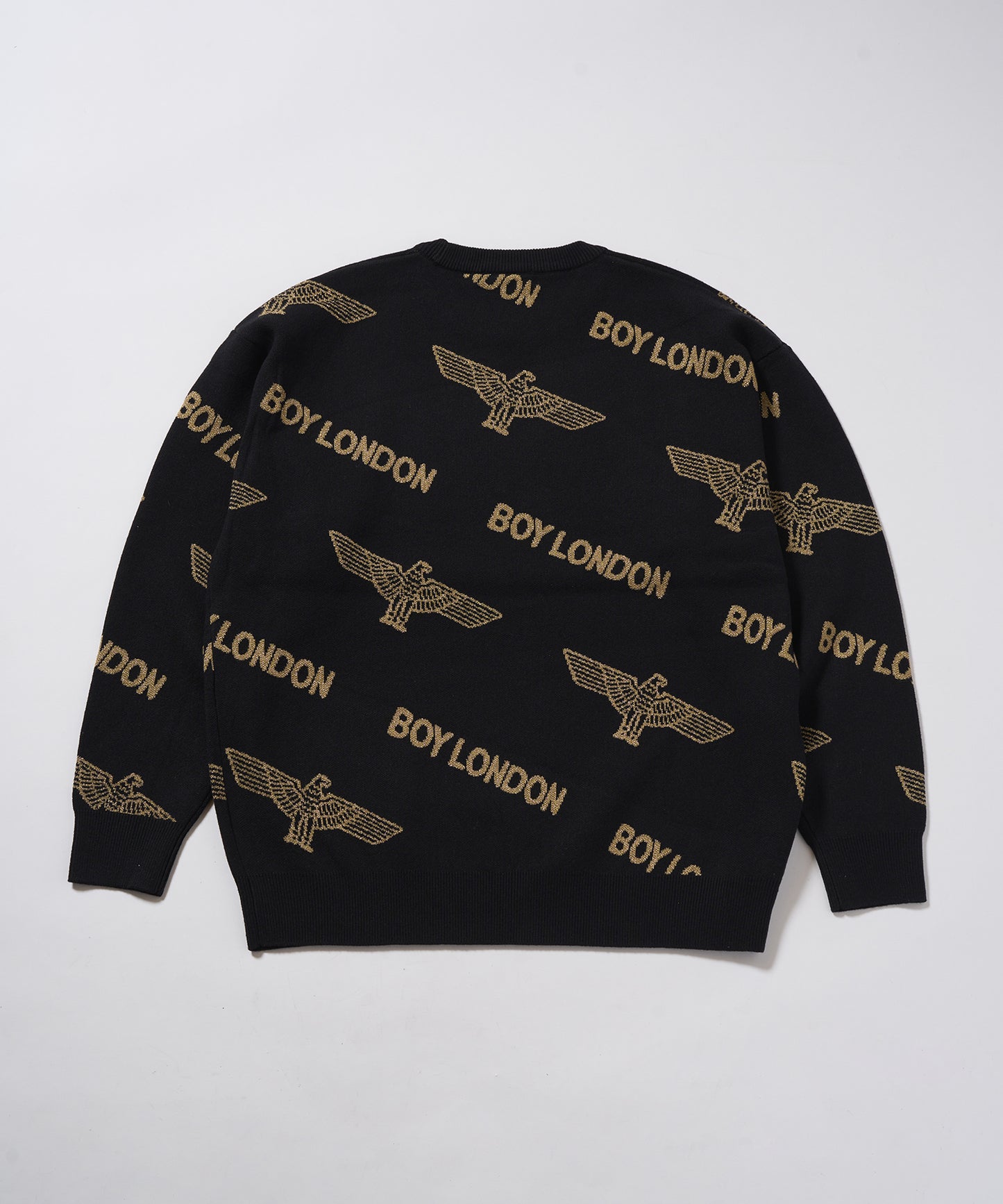 Gold LOGO Jacquard Knit Pullover BLACK【B233N6090102】