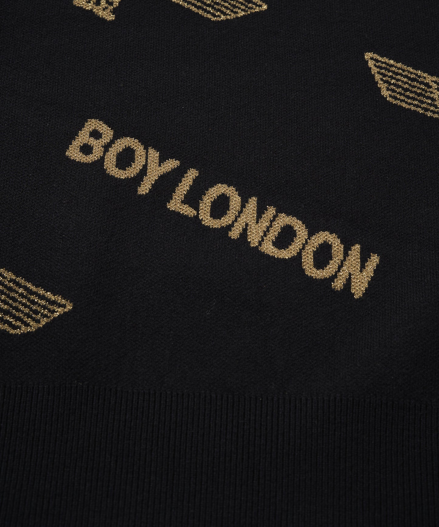Gold LOGO Jacquard Knit Pullover BLACK【B233N6090102】