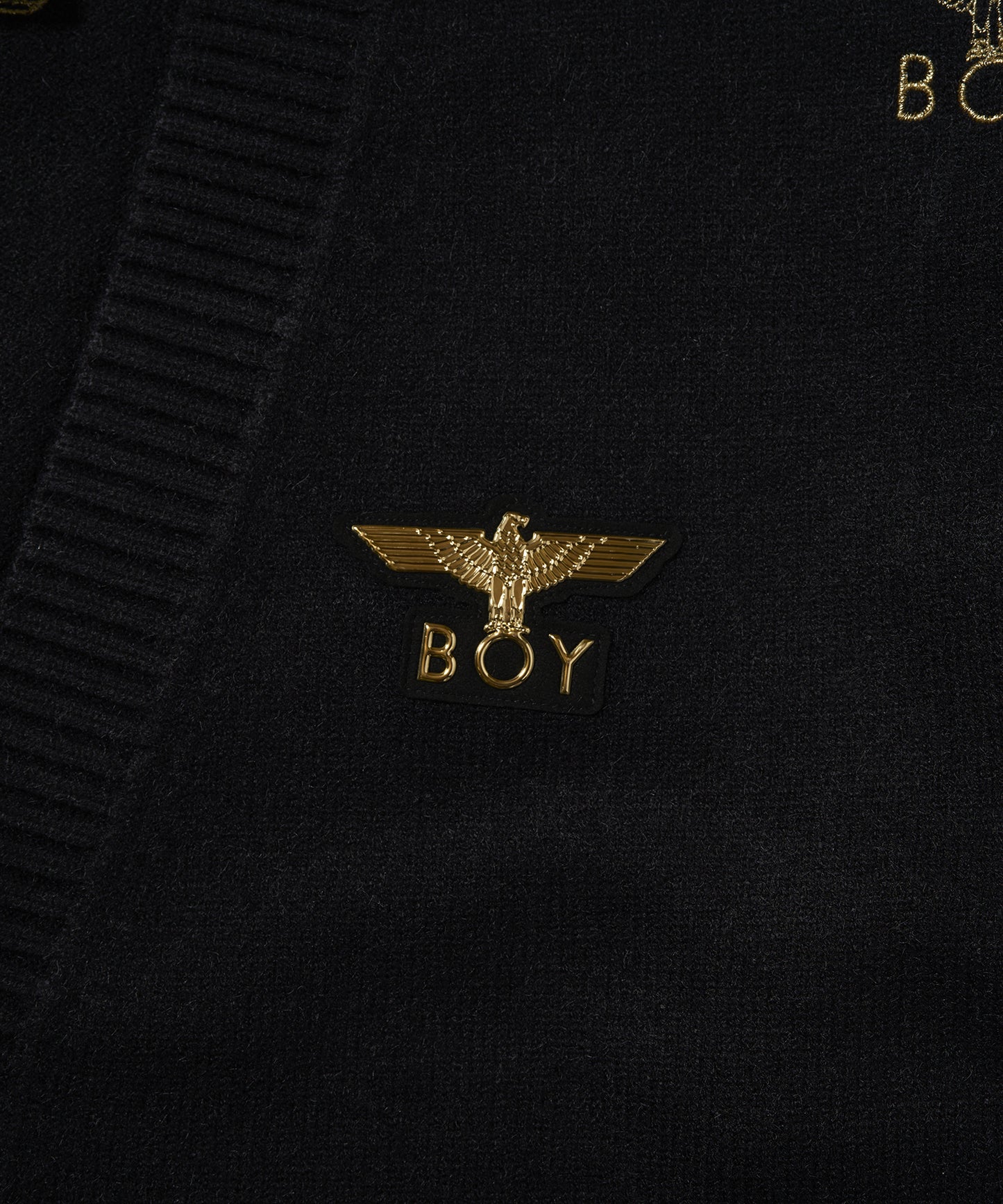 Gold LOGO Embroidery Knit Cardigan BLACK【B233N6490102】