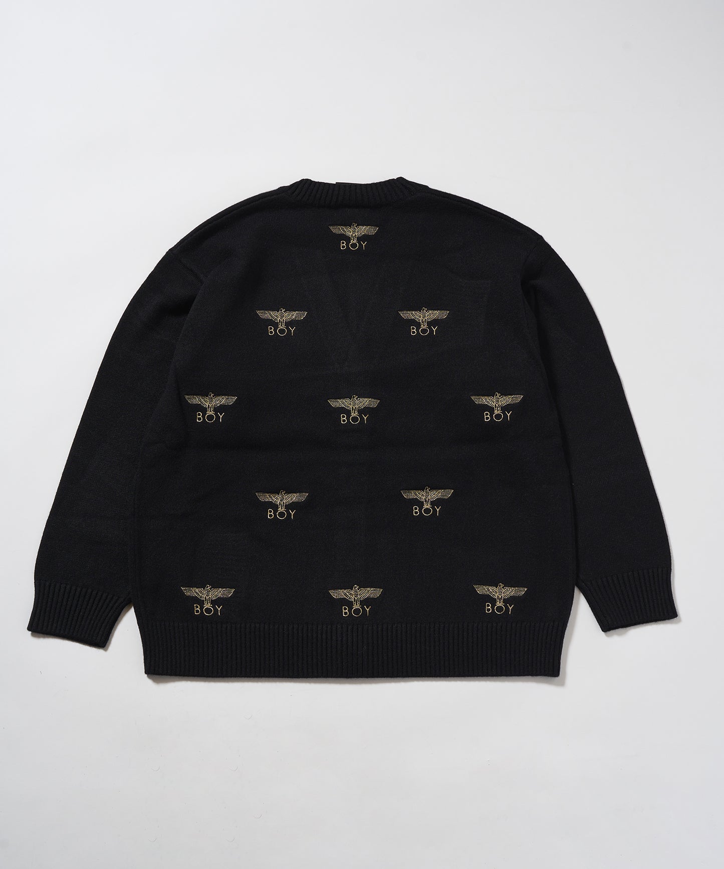 Gold LOGO Embroidery Knit Cardigan BLACK【B233N6490102】