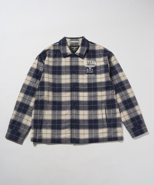 BOY LOGO Check Coveralls Shirt NAVY【B233N2302216】