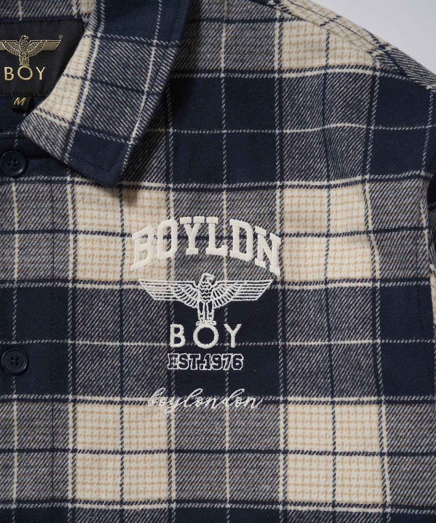 BOY LOGO Check Coveralls Shirt NAVY【B233N2302216】