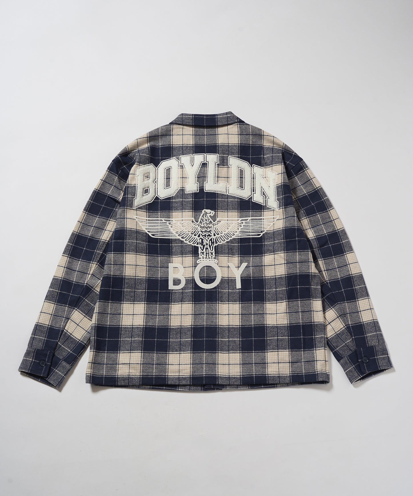 BOY LOGO Check Coveralls Shirt NAVY【B233N2302216】