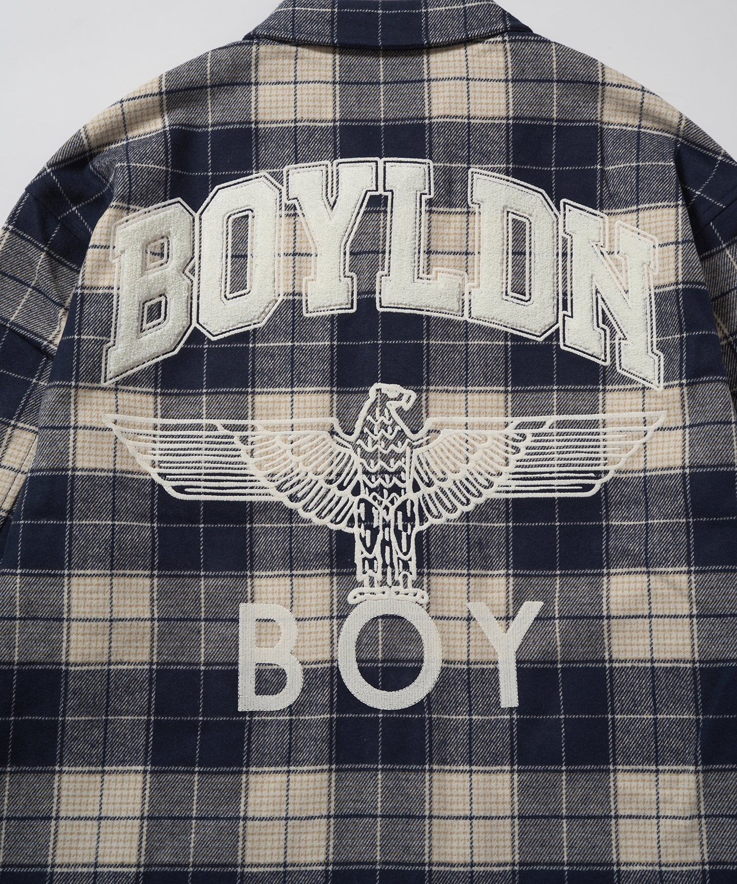 BOY LOGO Check Coveralls Shirt NAVY【B233N2302216】