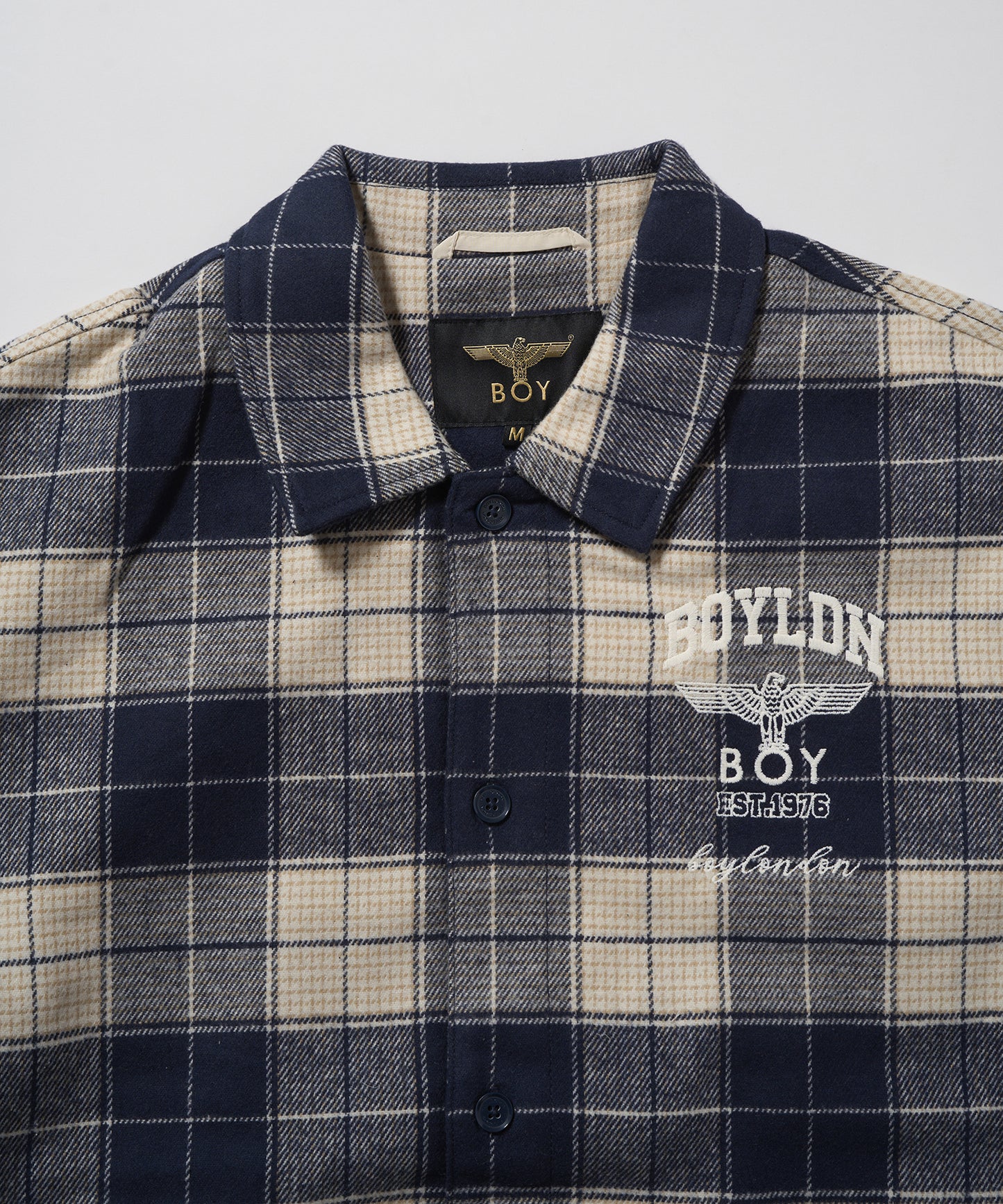BOY LOGO Check Coveralls Shirt NAVY【B233N2302216】