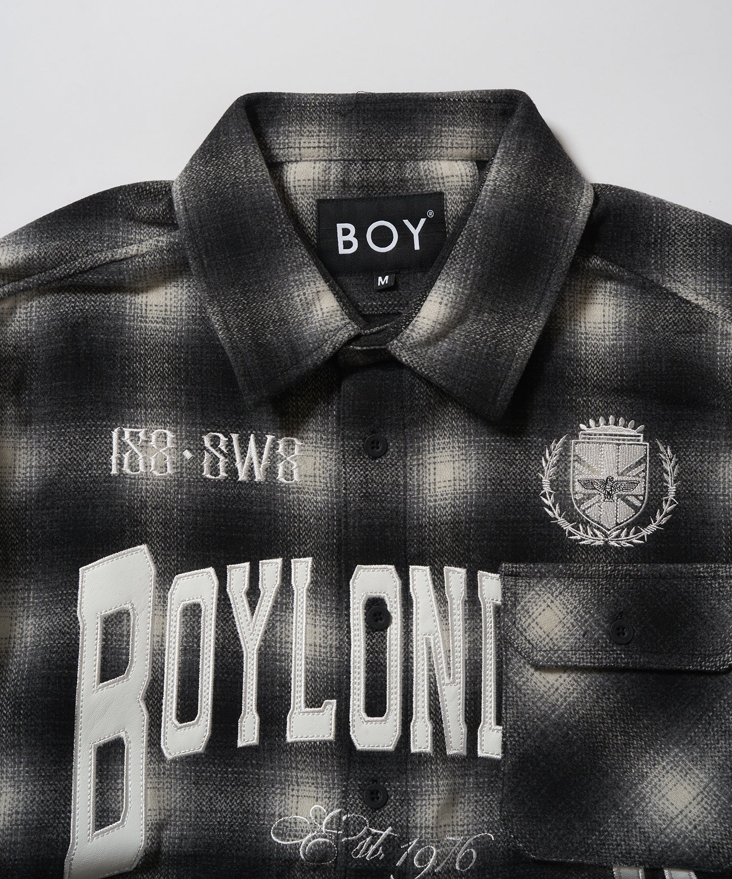 PATCH LOGO Embroidery Check Shirt BLACK【B233N2100102】