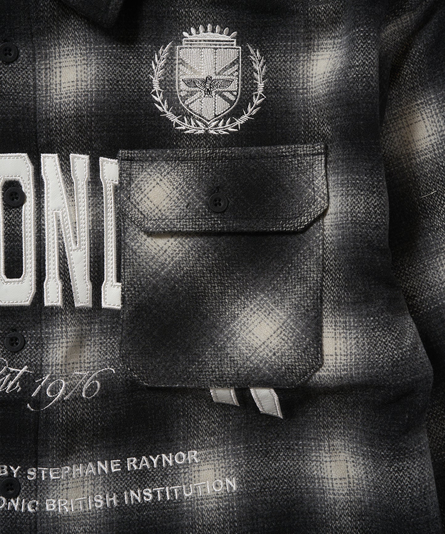 PATCH LOGO Embroidery Check Shirt BLACK【B233N2100102】