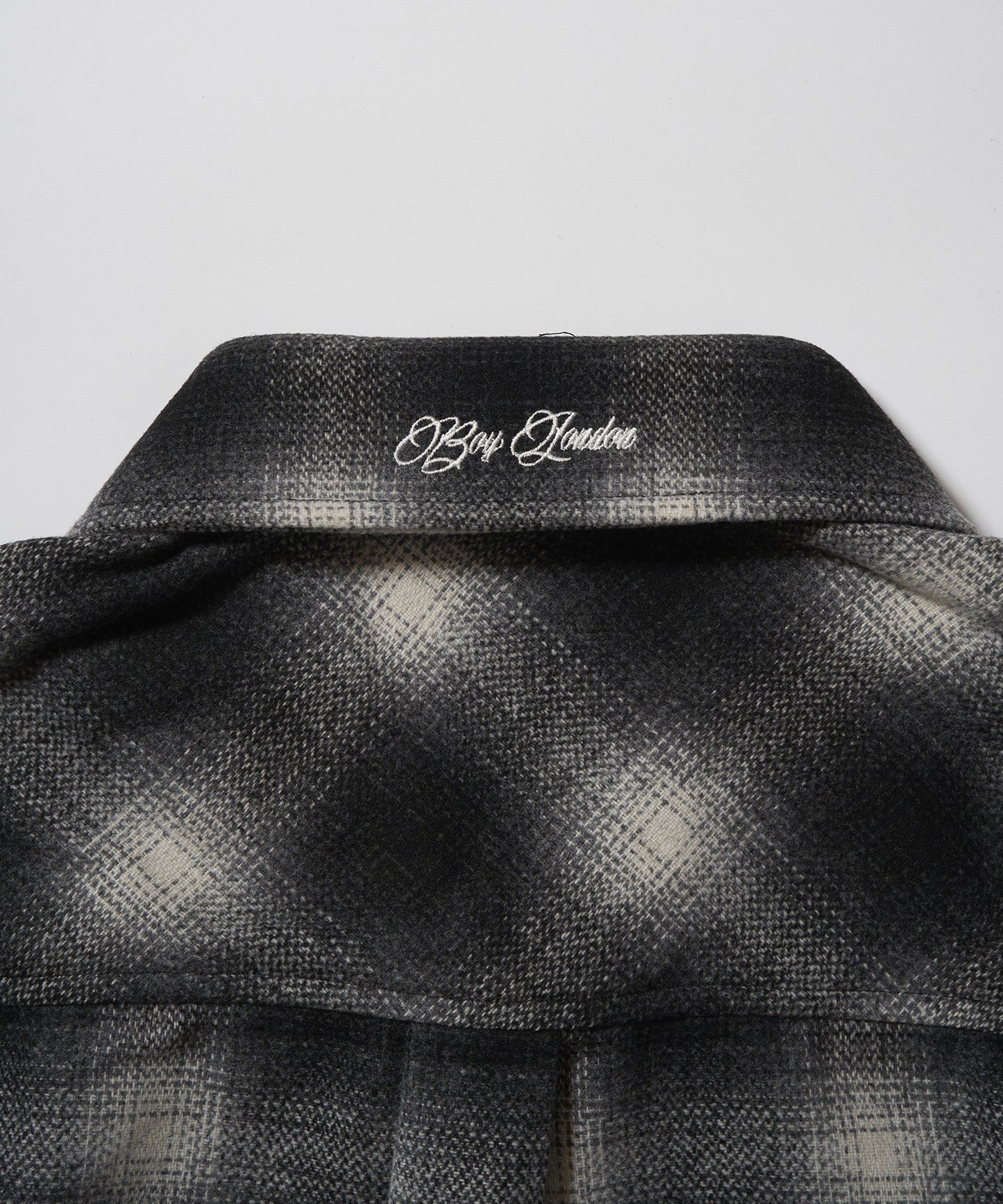 PATCH LOGO Embroidery Check Shirt BLACK【B233N2100102】