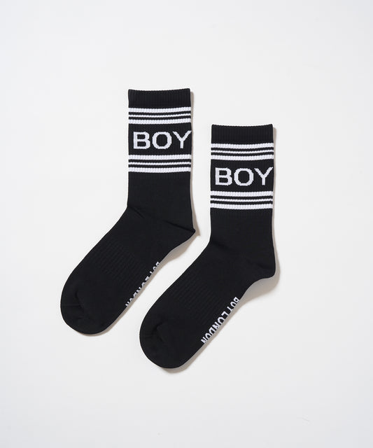 BOY LOGO REGULAR SOCKS BLACK【B233N8300202】