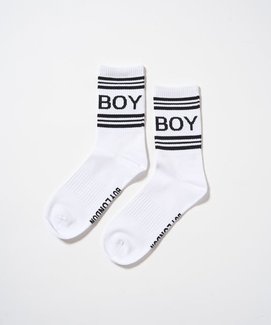 BOY LOGO REGULAR SOCKS WHITE【B233N8300201】