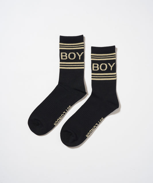 BOY LOGO REGULAR SOCKS BLACK/GOLD【B233N8300213】