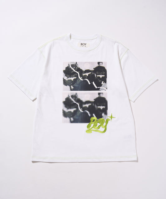 BOY Embroidery Photo Color Thread TEE WHITE【B233N0170601】