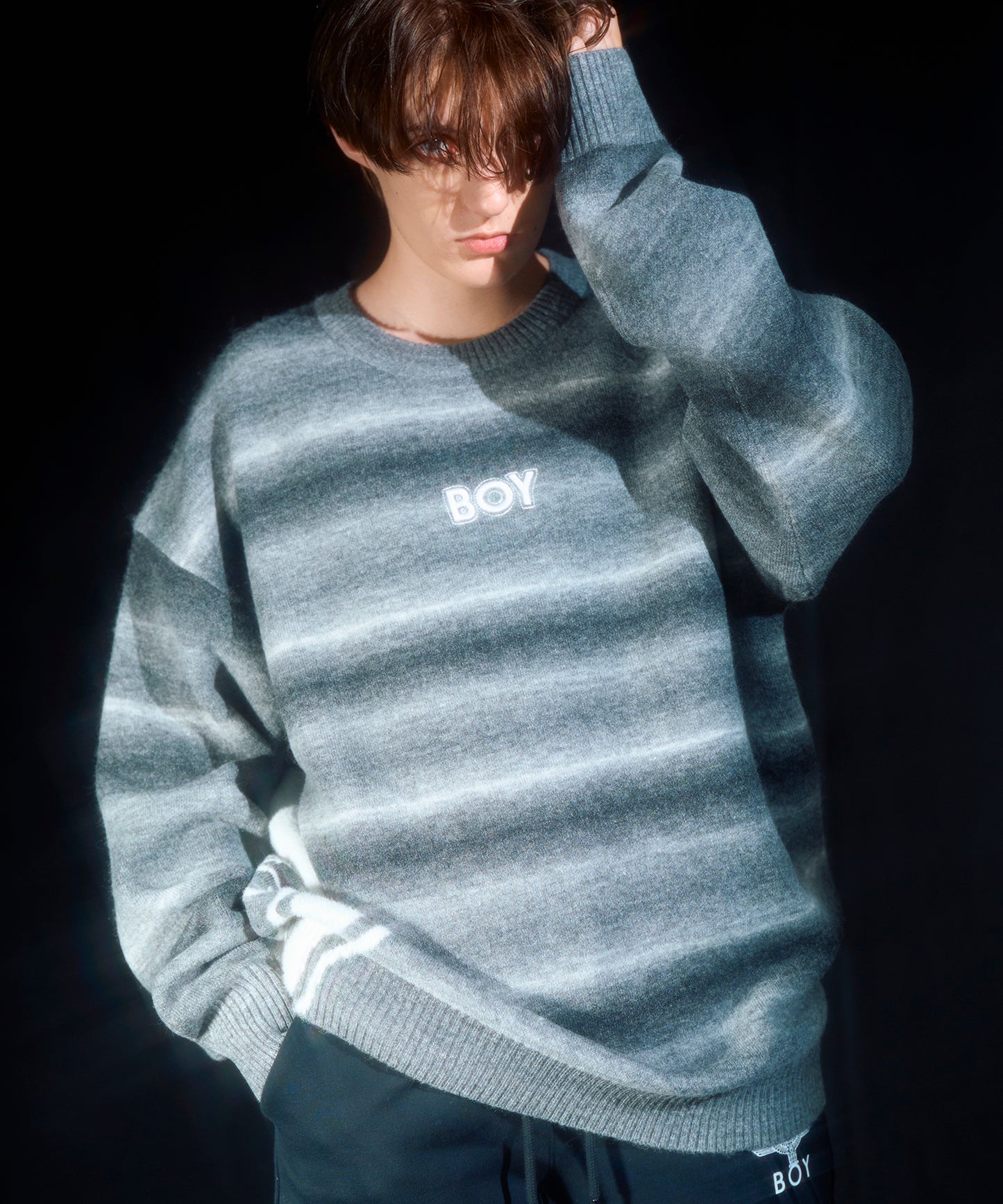 MONO Border Gradation KNIT GRAY【B233N6000502】