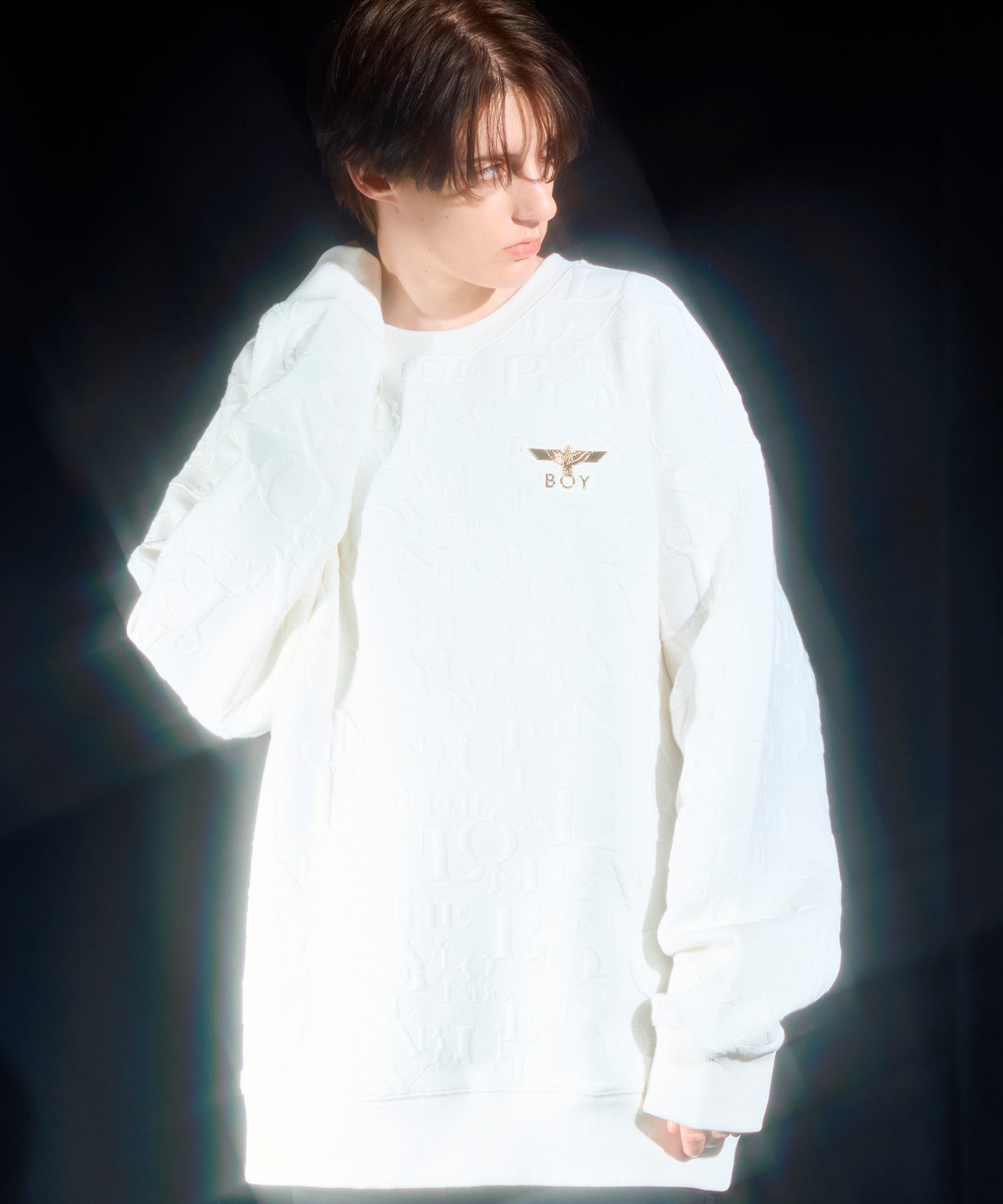 BOY Random Monogram Jacquard Sweat WHITE【B233N0302931】