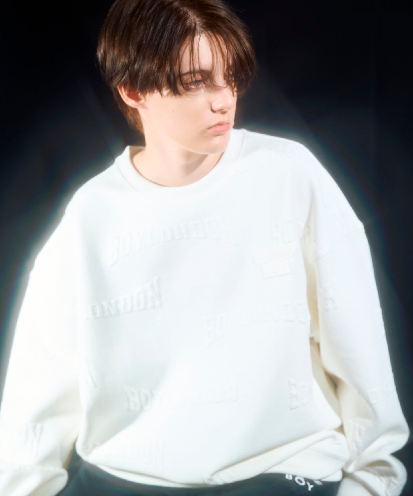 BOY LOGO Jacquard Knit Pullover WHITE【B233N0302031】