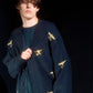 Gold LOGO Embroidery Knit Cardigan BLACK【B233N6490102】