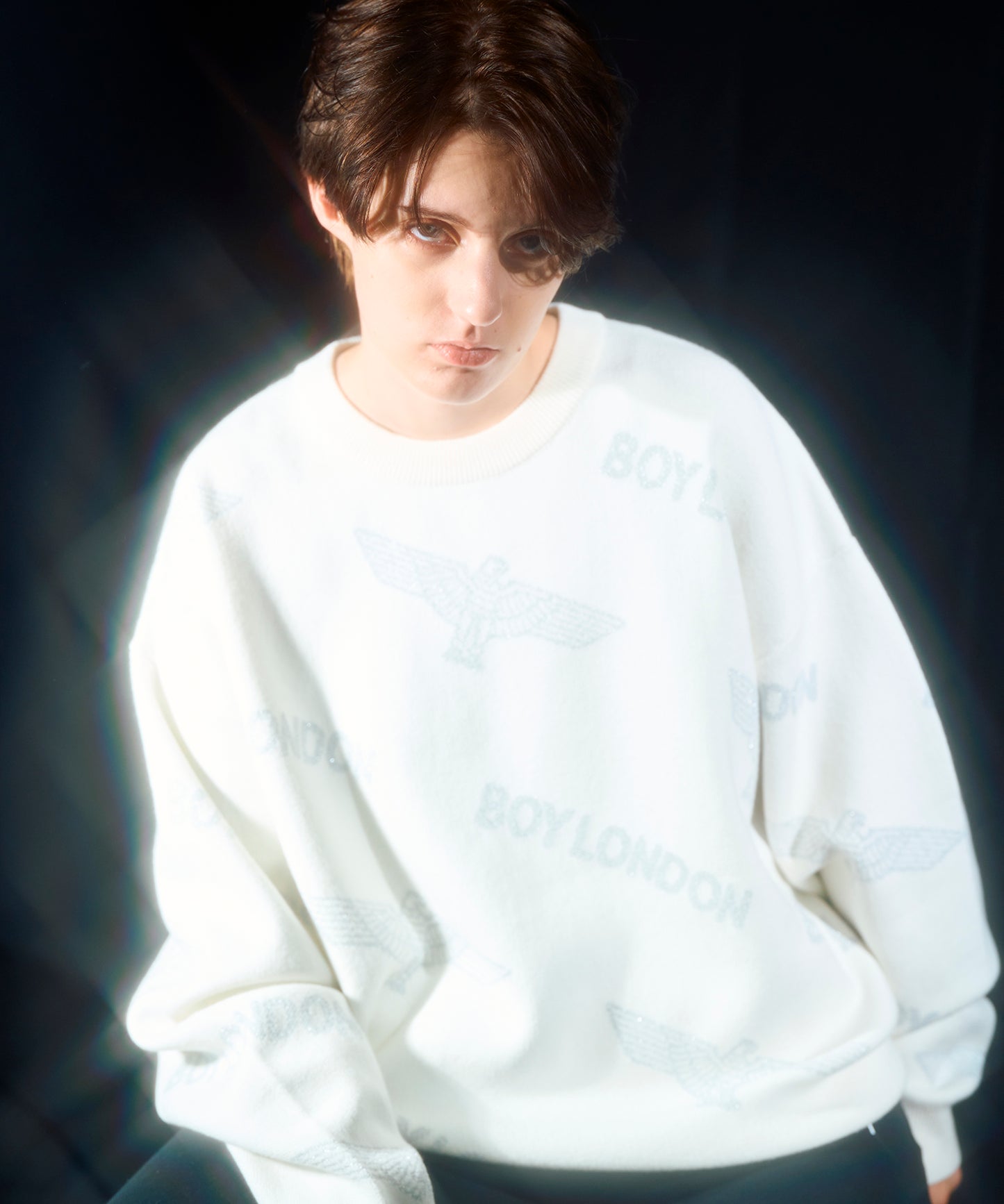 Silver LOGO Jacquard Knit Pullover WHITE【B233N6090101】