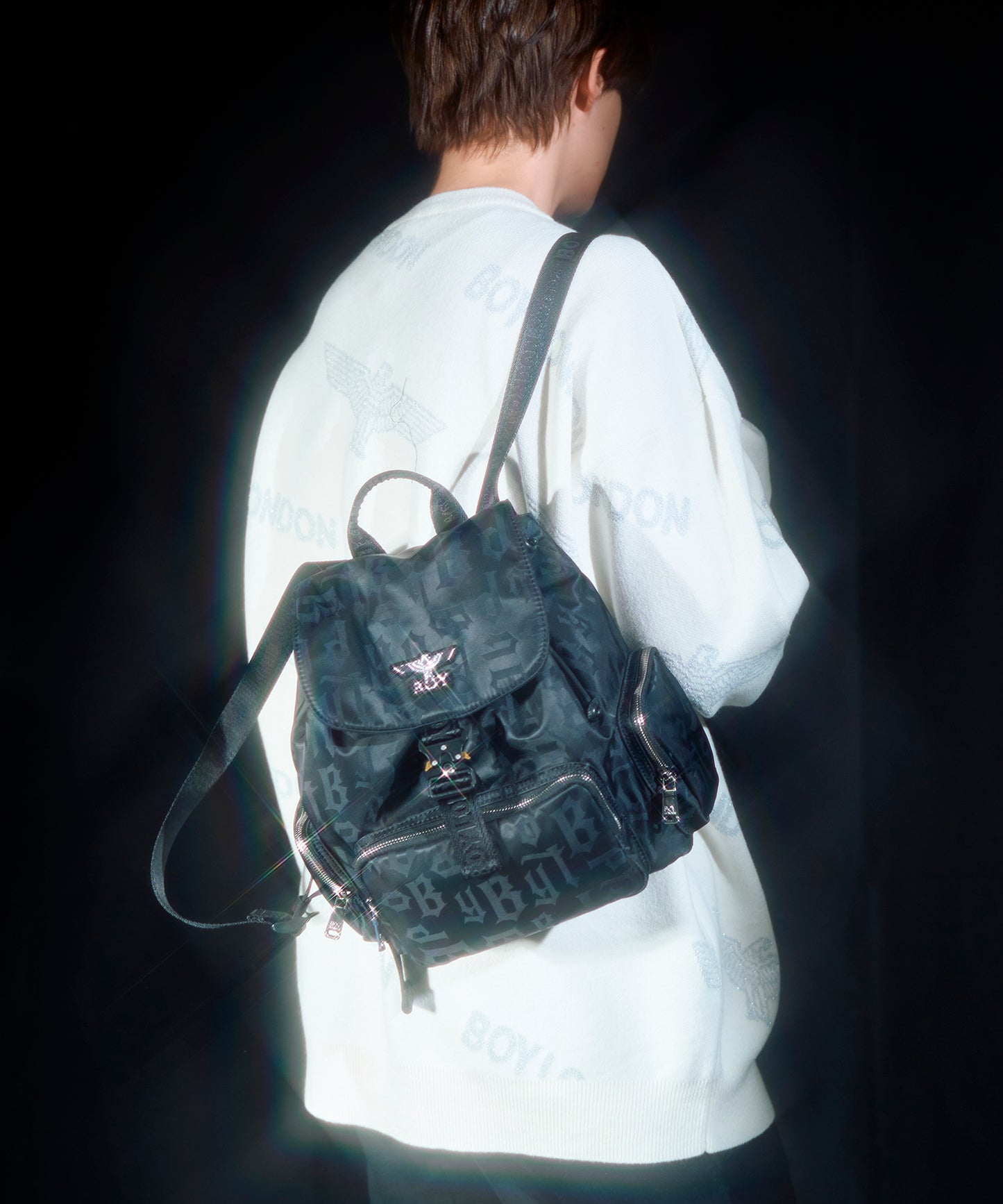 B-LOGO monogram Mini BackPack BLACK【B233N8502102】