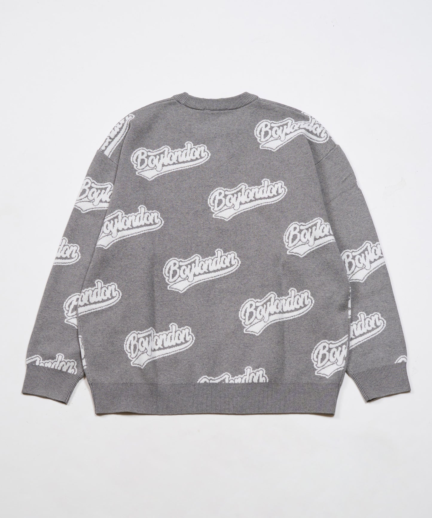 BOY LOGO JACQUARD KNIT PULLOVER GREY WHITE【B234N6000501】