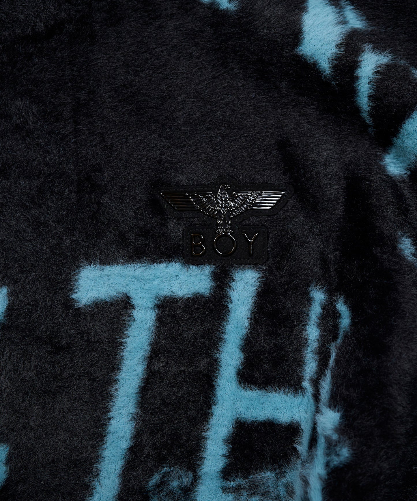 LEAVE THE BOY ALONE SHAGGY JACQUARD KNIT BLACK【B234N6070302】