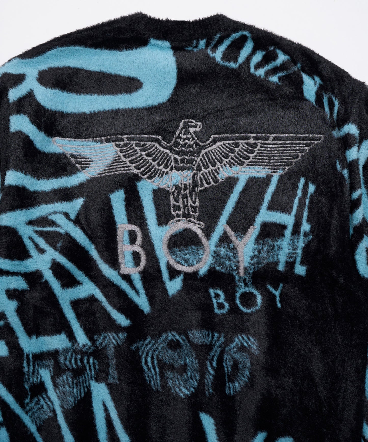 LEAVE THE BOY ALONE SHAGGY JACQUARD KNIT BLACK【B234N6070302】