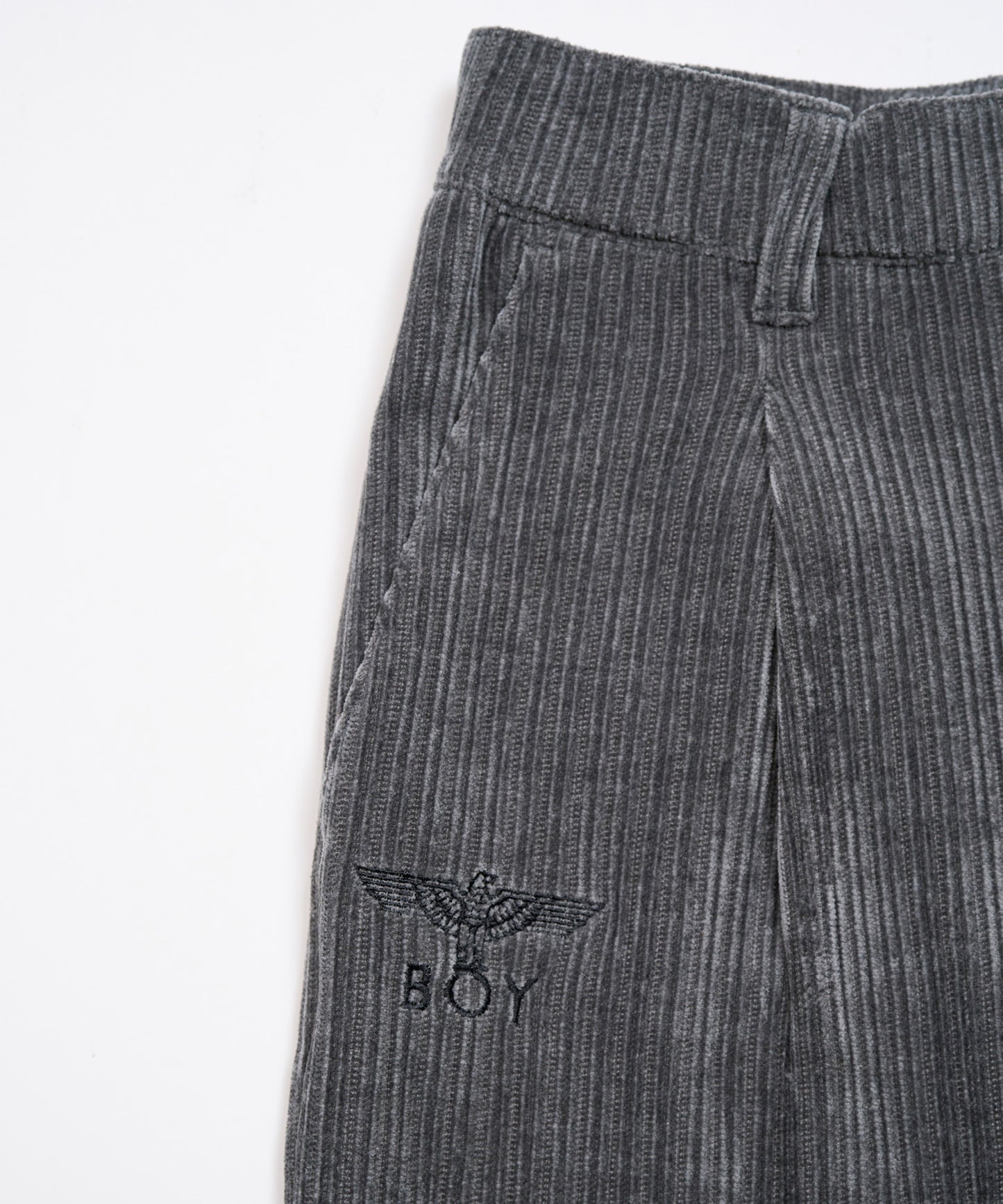 BOY EMBROIDERY CORDUROY PANTS GREY【B234N3400703】