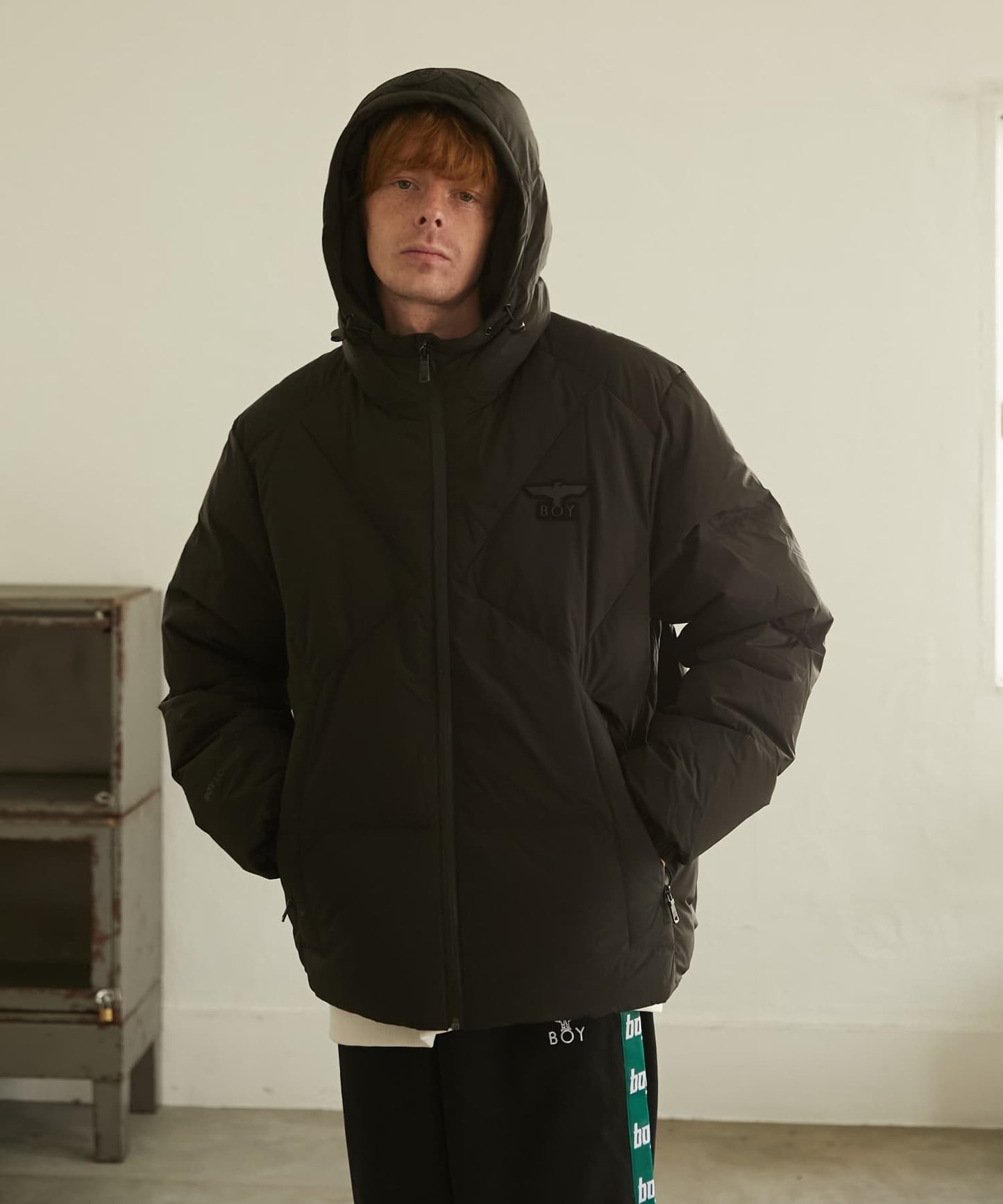 BOY STANDARD HOODED DOWN JACKET BLACK【B243N2804902】