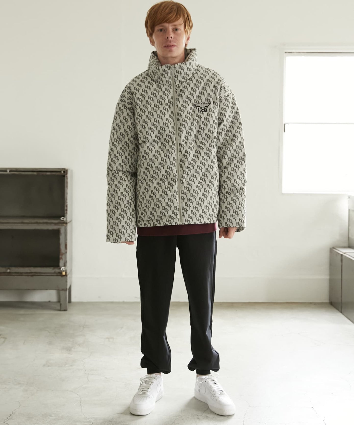 BOY MONOGRAM JACQUARD DOWN JACKET GREY【B244N2803203】