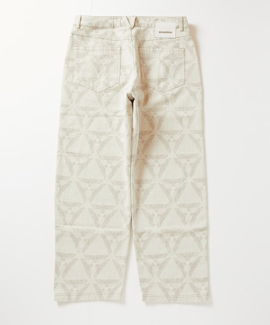 EAGLE JACQUARD DENIM PANTS KHAKI【B243N5501111】