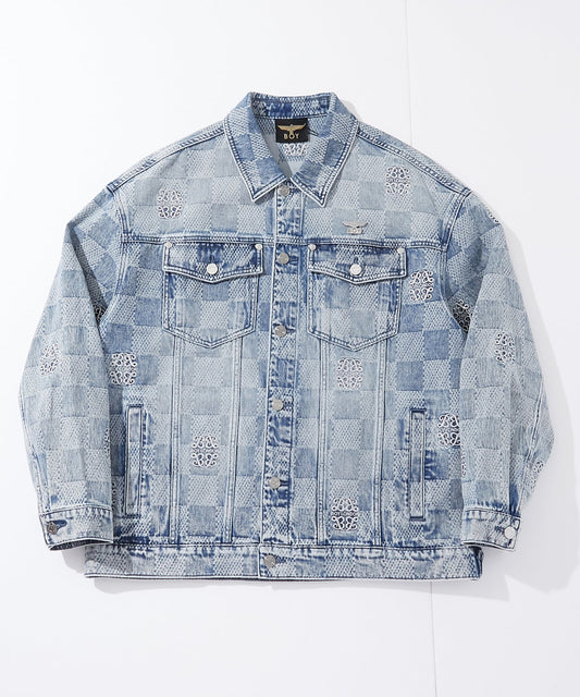 JACQUARD LOOSE FIT DENIM JACKET BLUE【B251N5000106】