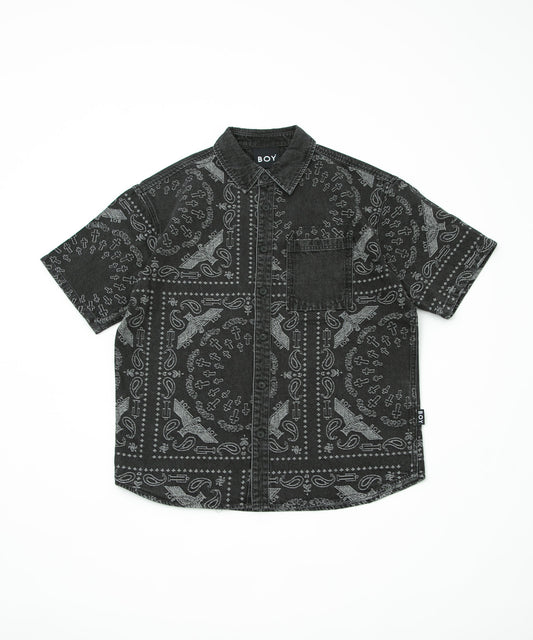 BANDANA DENIM SHIRT BLACK【B231N4970116】