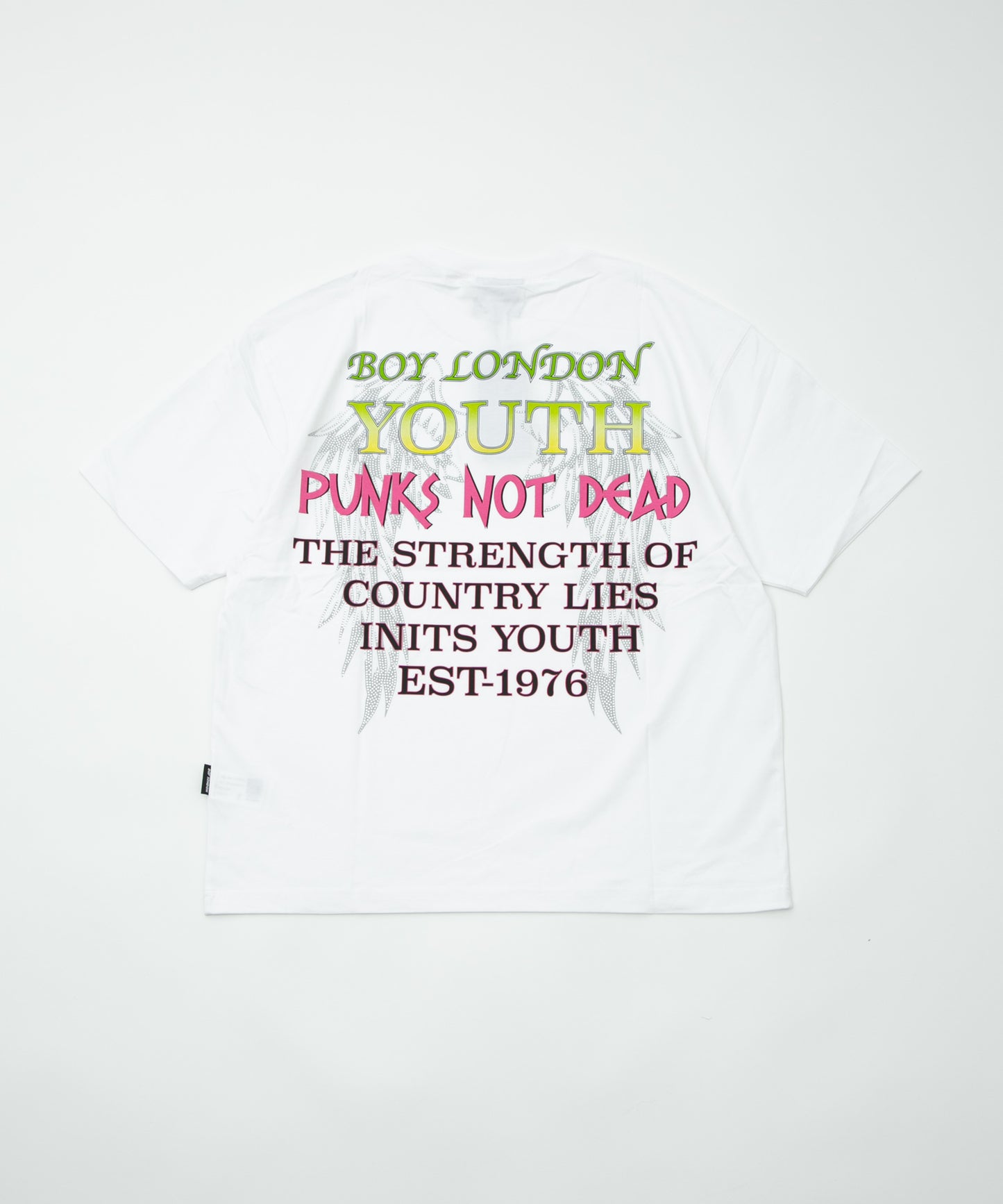 RHINESTONE WING TEE WHITE【B232N0105101】
