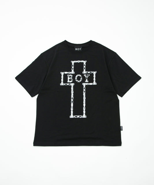 BOY CROSS MOTIF TEE BLACK【B232N0170502】