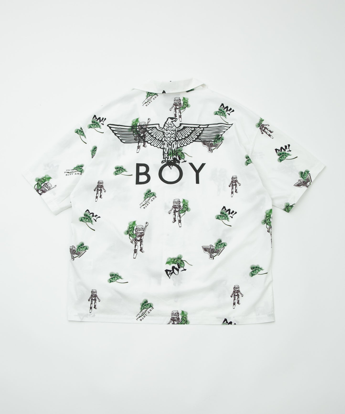 ROBOT PRINTED OPEN COLLAR SHIRT WHITE【B231N2200101】