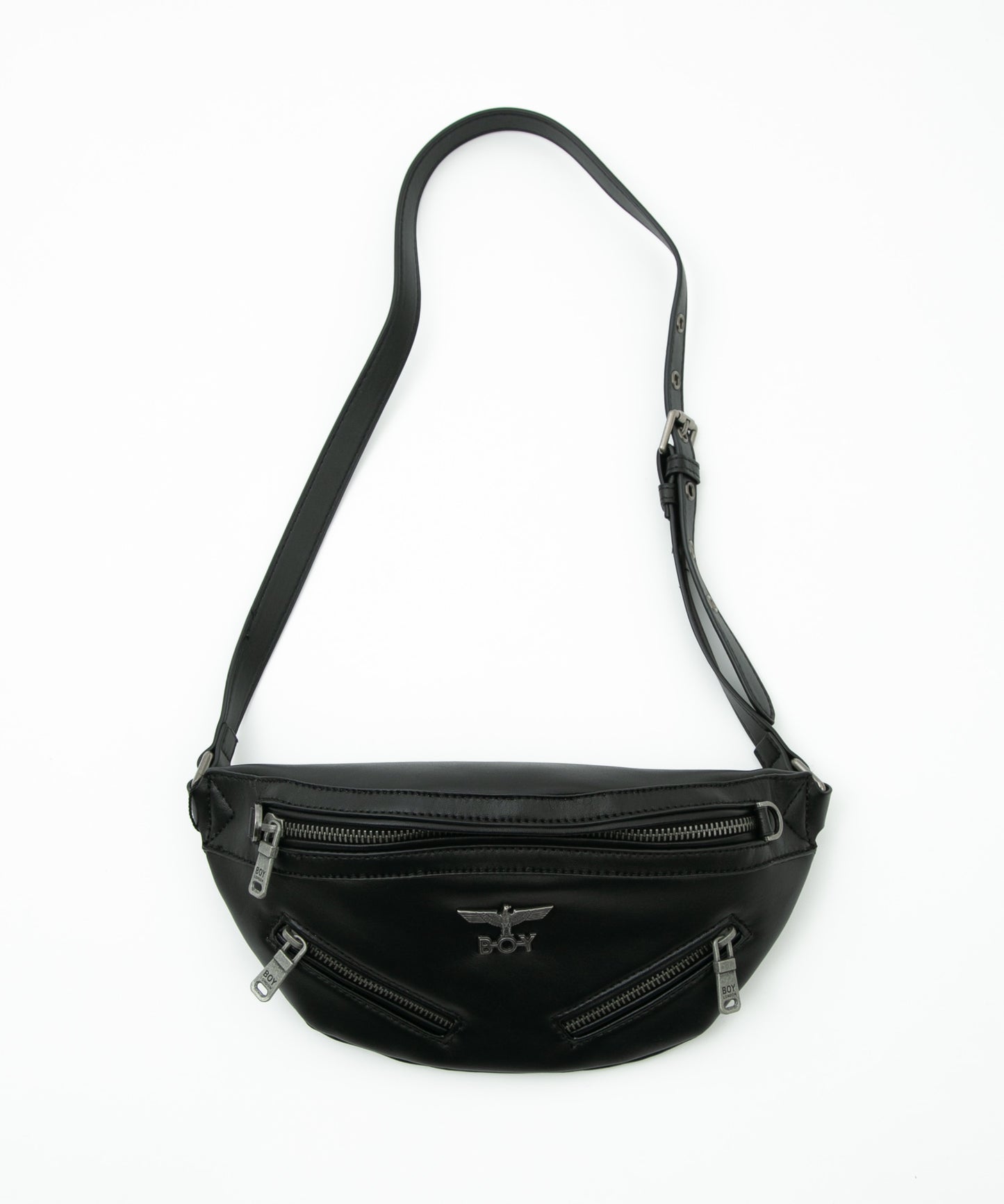 SYNTHETIC LEATHER WAIST BAG BLACK【B231N8500302】