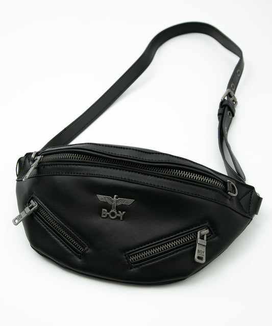 SYNTHETIC LEATHER WAIST BAG BLACK【B231N8500302】