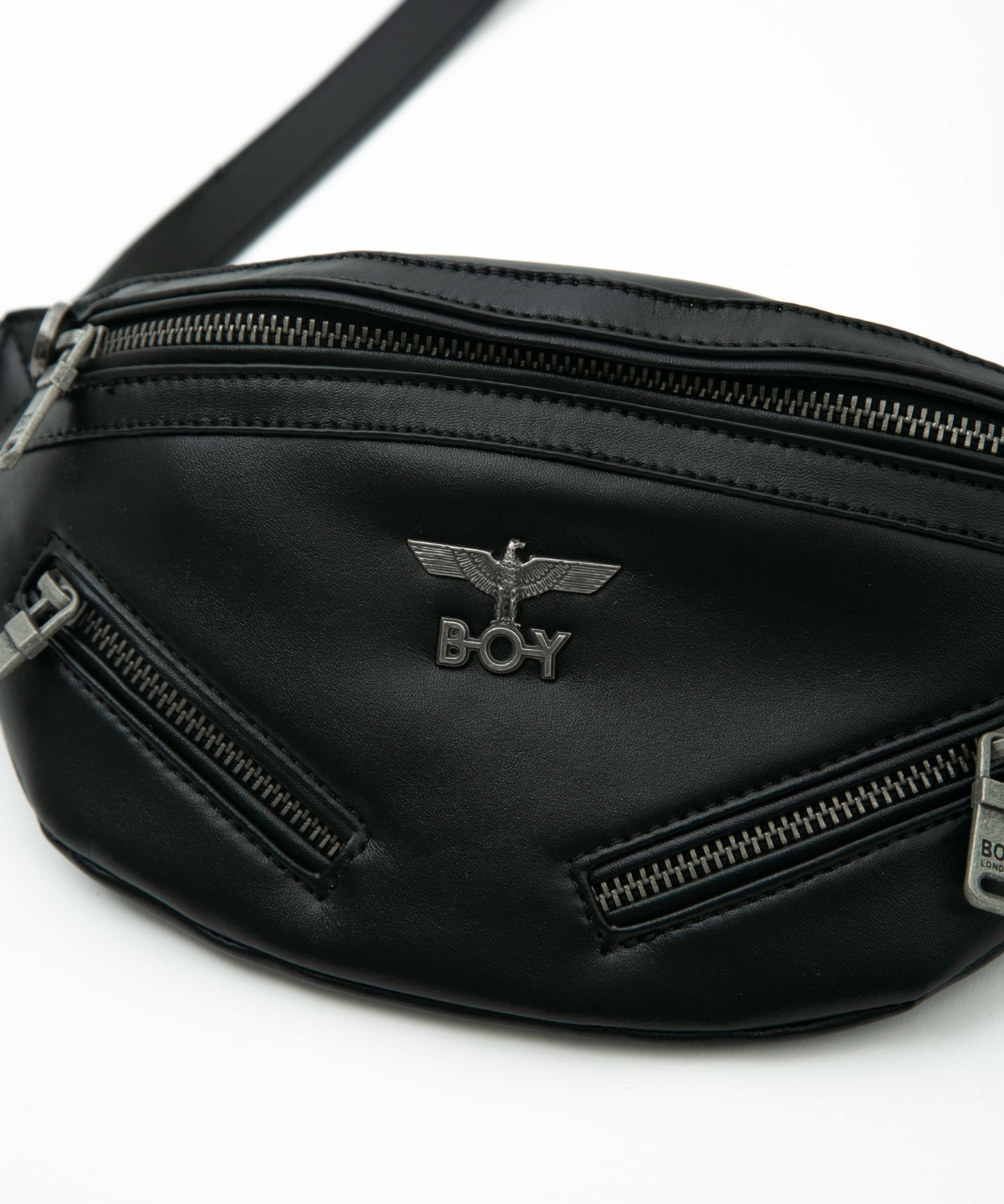 SYNTHETIC LEATHER WAIST BAG BLACK【B231N8500302】
