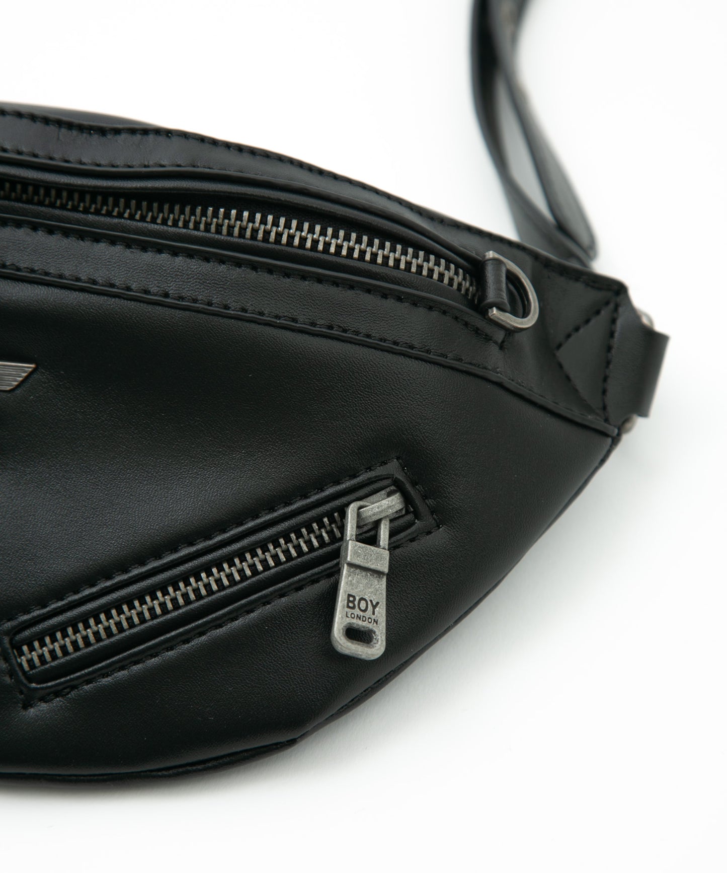 SYNTHETIC LEATHER WAIST BAG BLACK【B231N8500302】