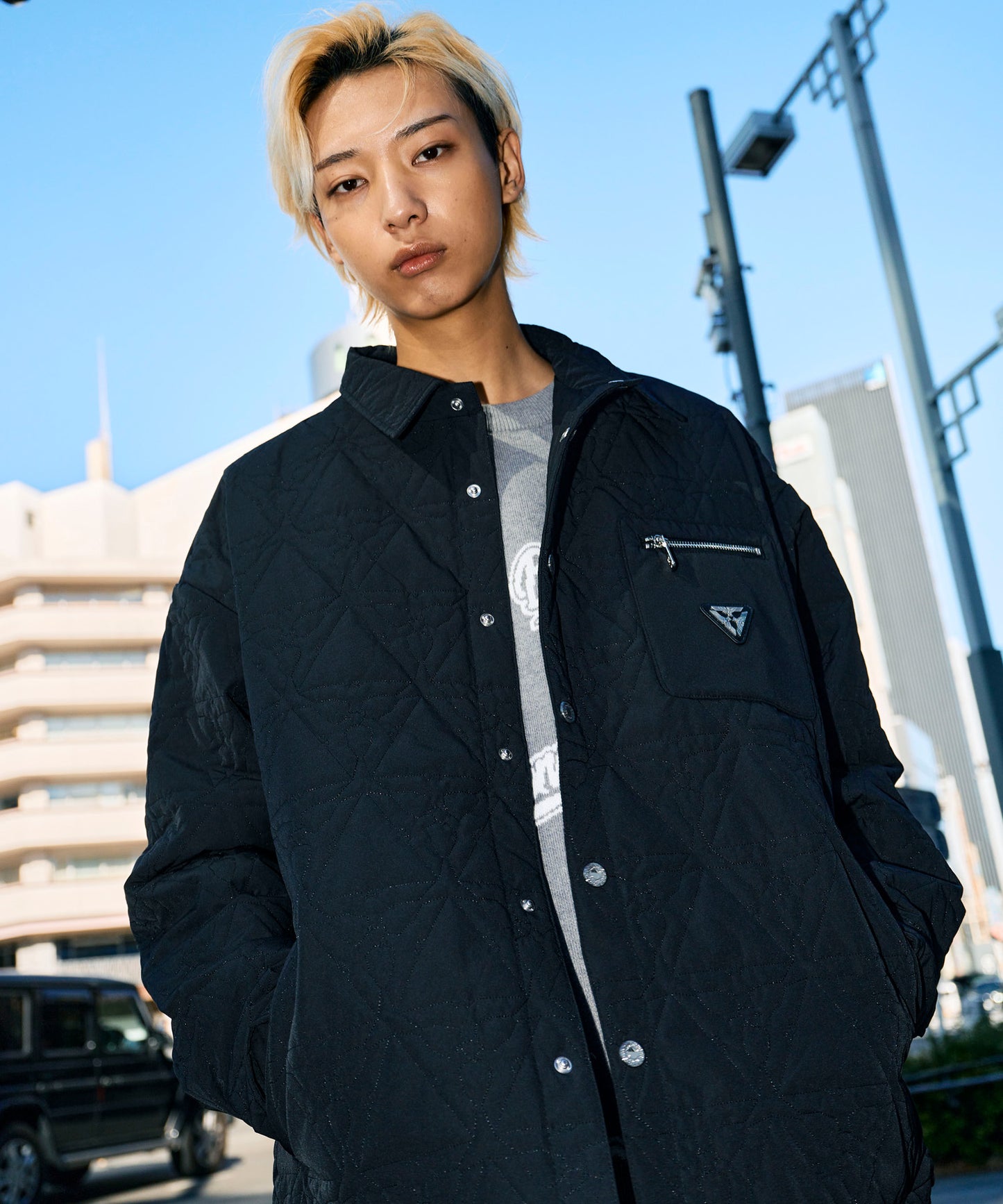 BOY EAGLE QUILTING JACKET BLACK【B233N2900402】