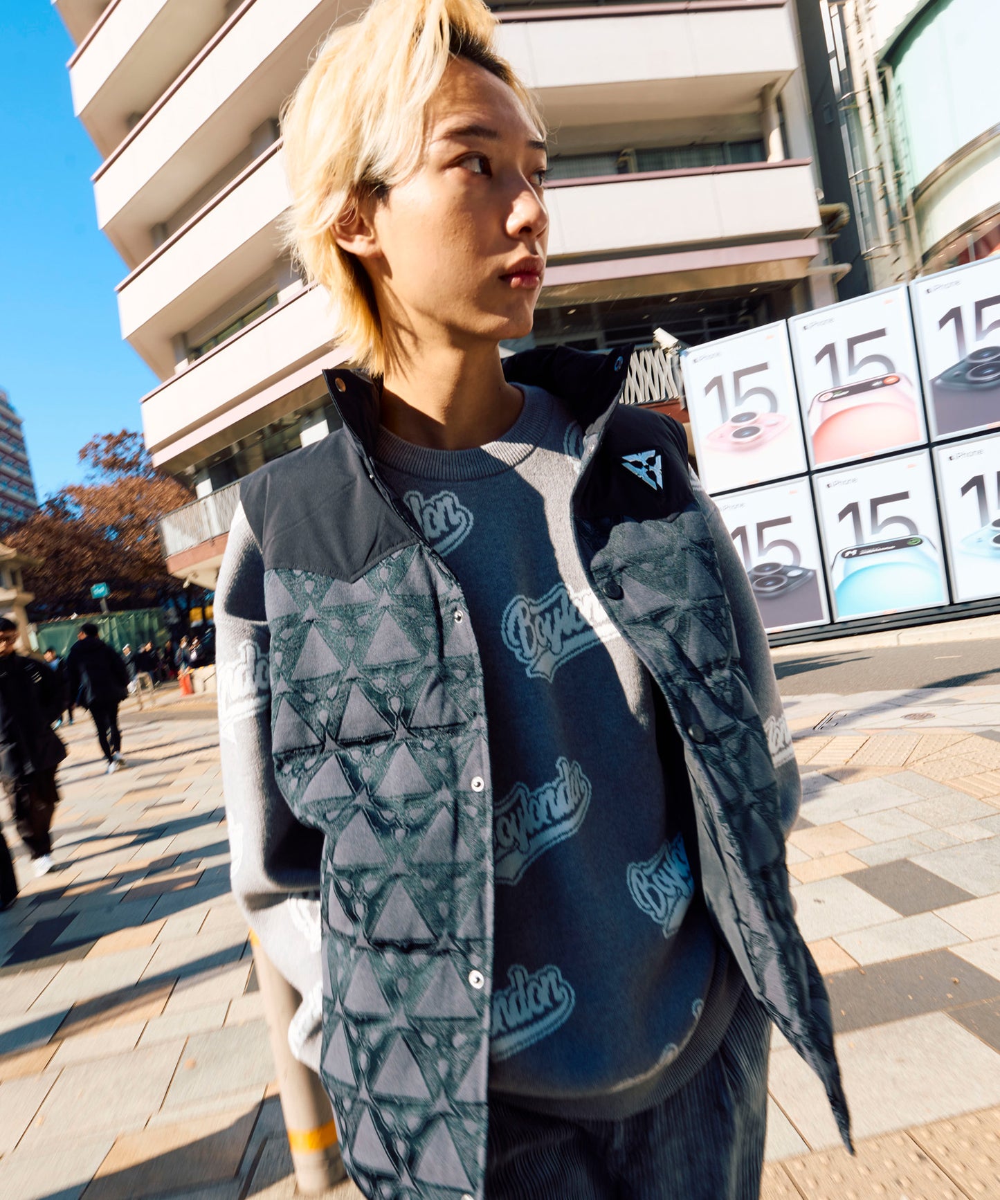 EAGLE TRIANGLE JACQUARD DOWN VEST BLACK【B234N3000102】