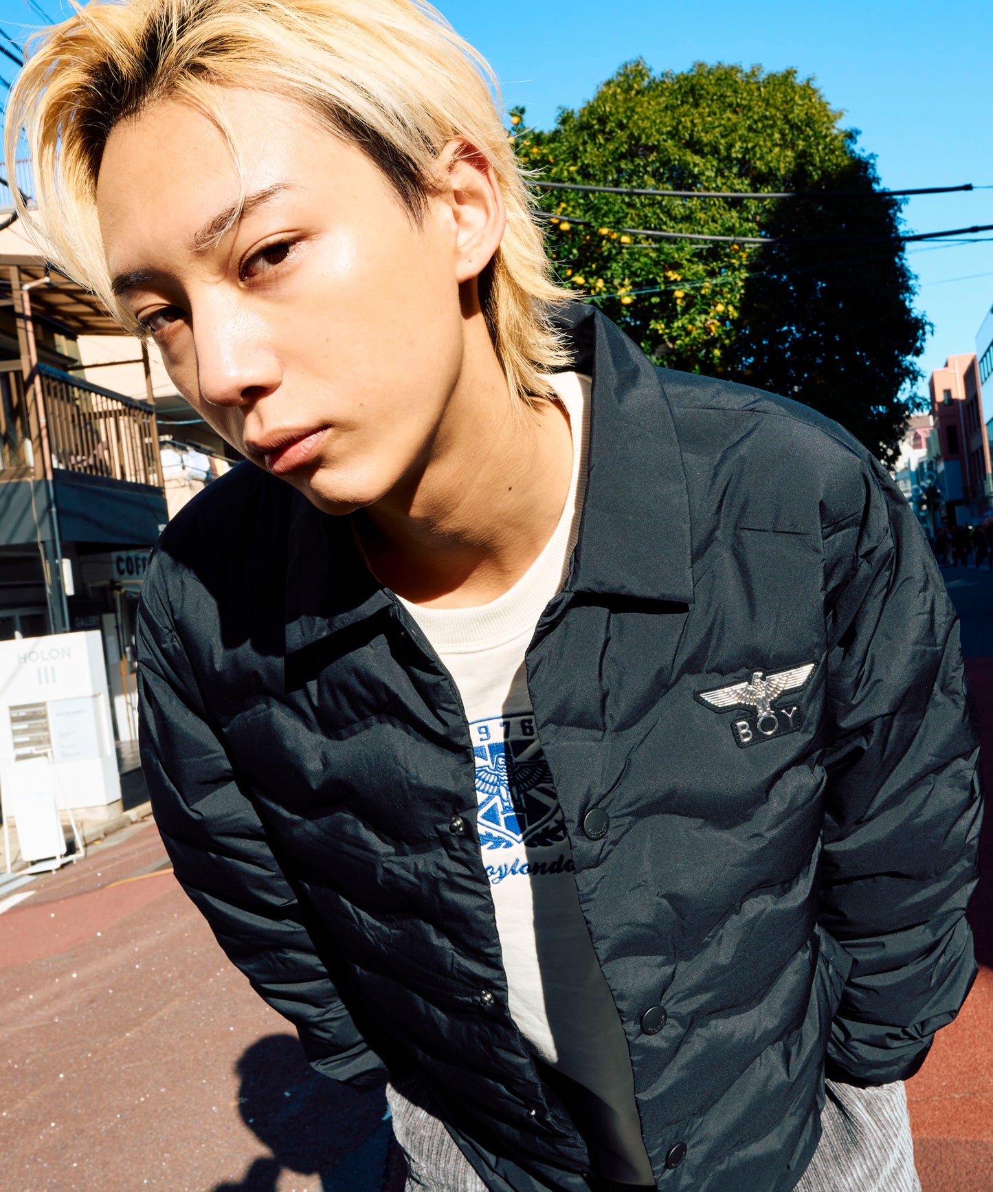 BOY LOGO SOLID DOWN BLOUSON BLACK【B234N2801402】