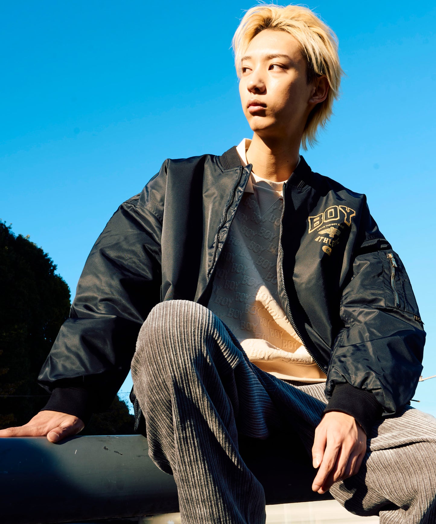 BOY MONOGRAM JACQUARD KNIT KHAKI【B234N0301211】